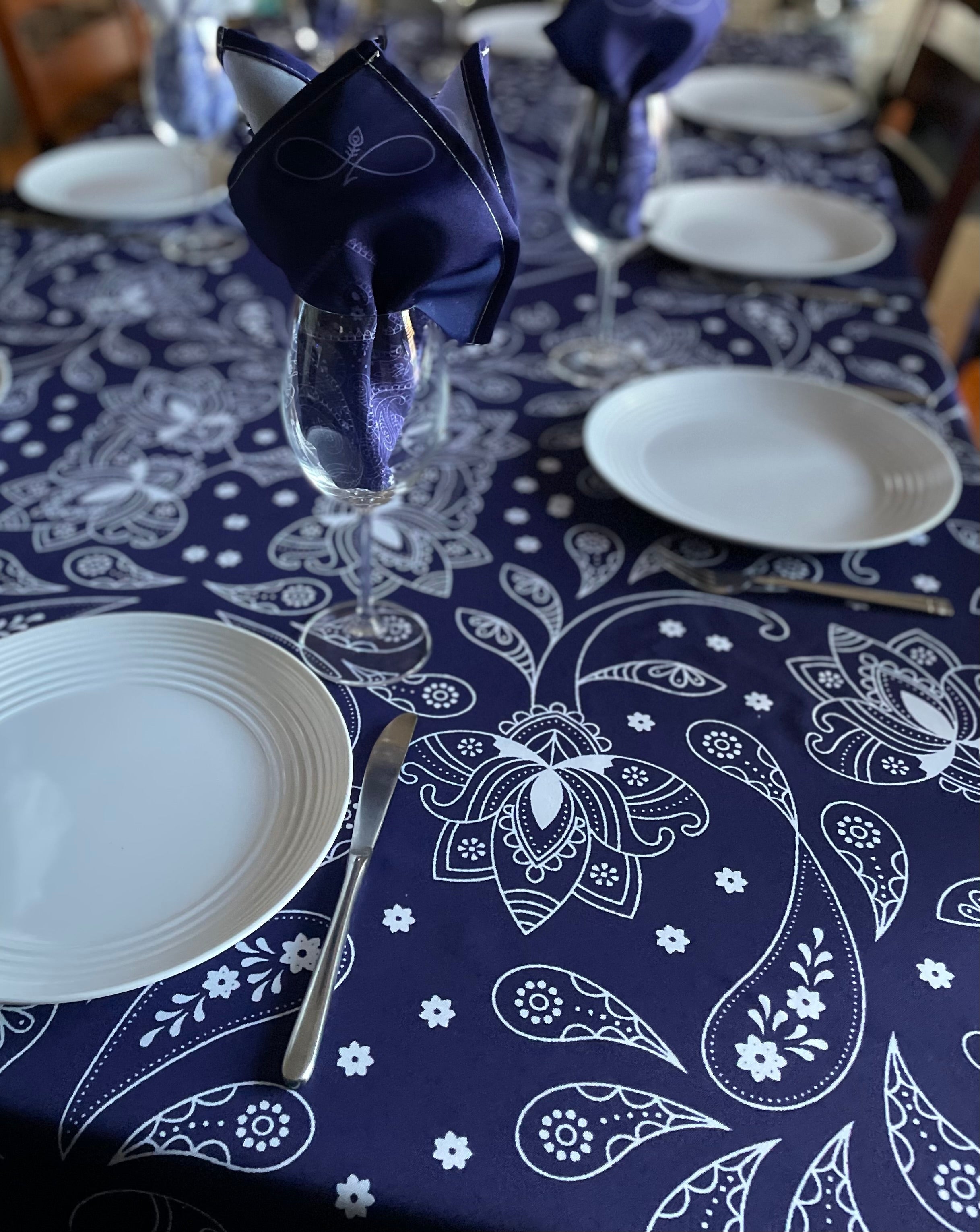 maison mixy collection Blu nappe et serviettes de table