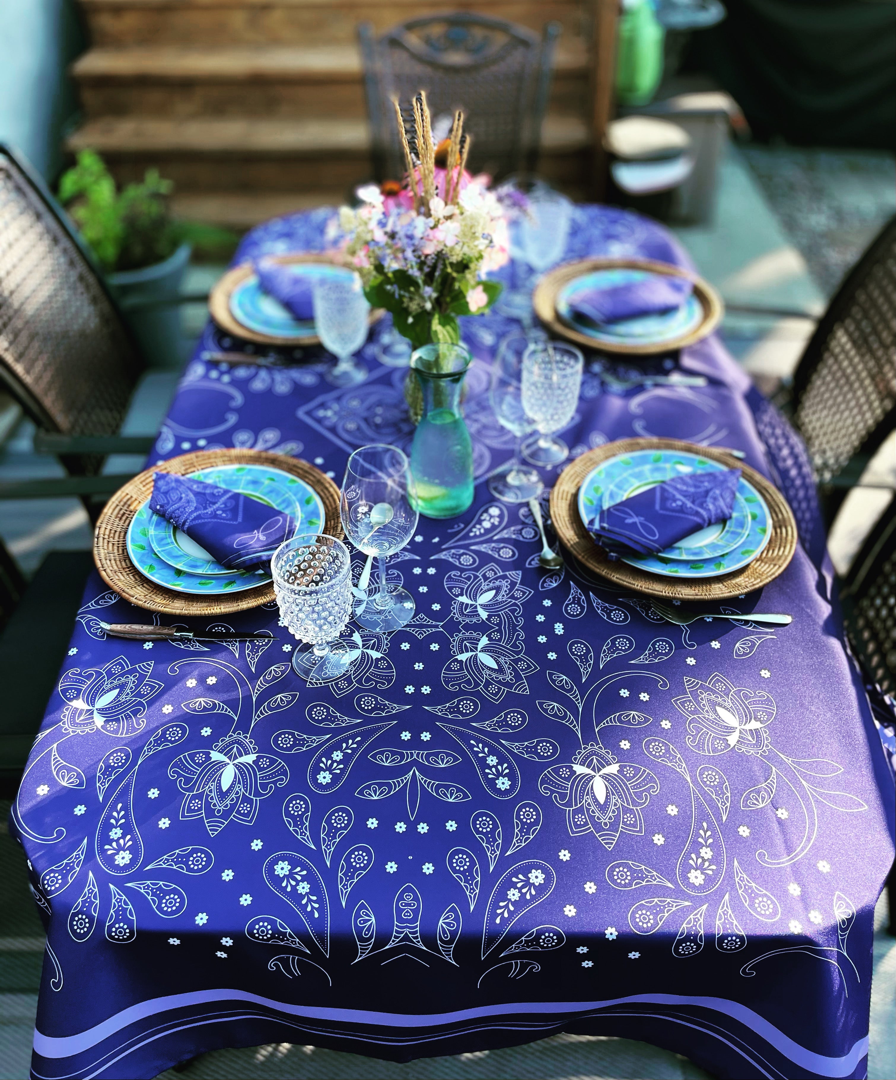 MaisonMixy collection nappe et serviettes de table Blu