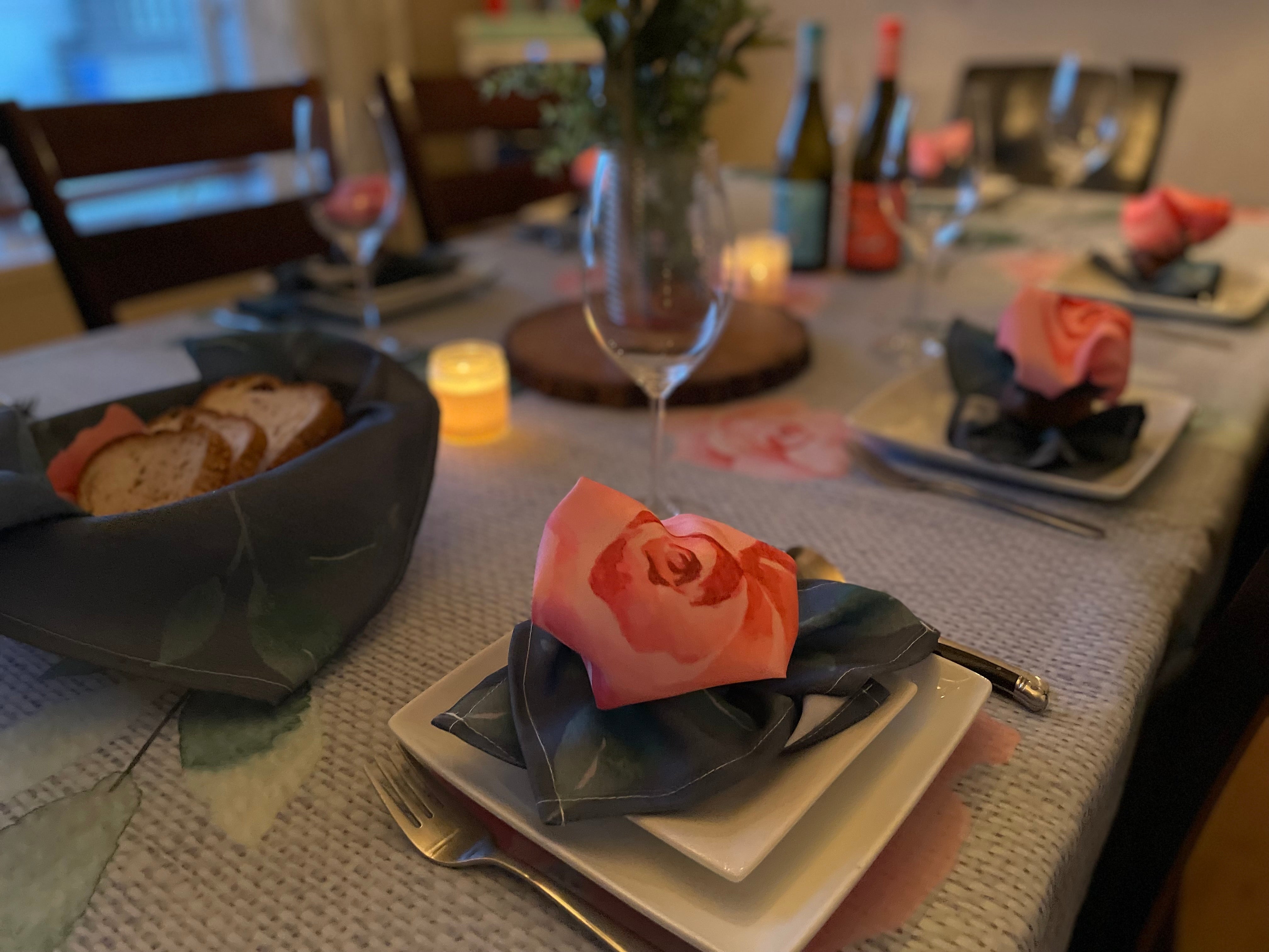 Maison Mixy - nappe collection rose antique et serviettes de table